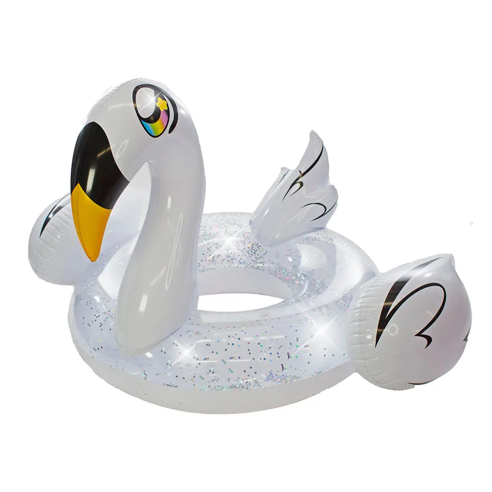Poolcandy Jumbo Silver Glitter Swan Pool Tube – 48 Inch 1