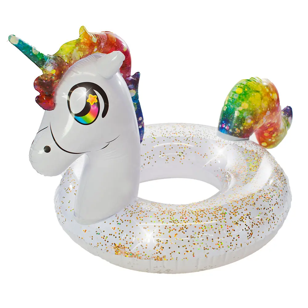 Poolcandy Jumbo 48" Glitter Unicorn Pool Tube With Color-Changing Glitter 1