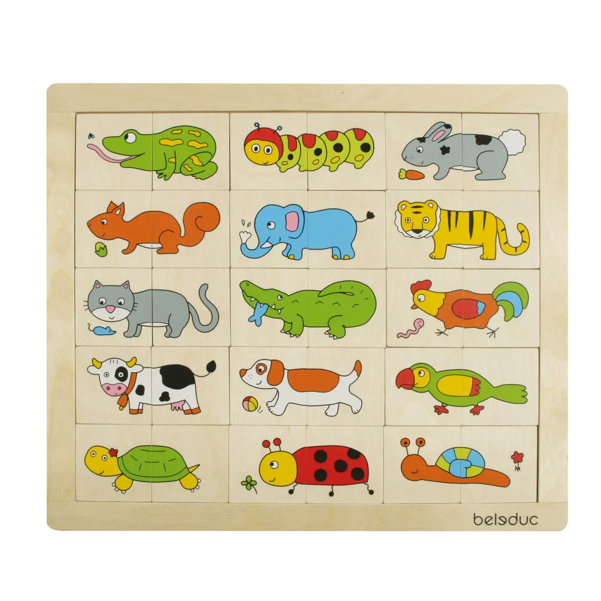 Beleduc Match & Mix Wooden Animal Puzzle - Memory & Creativity Game 1