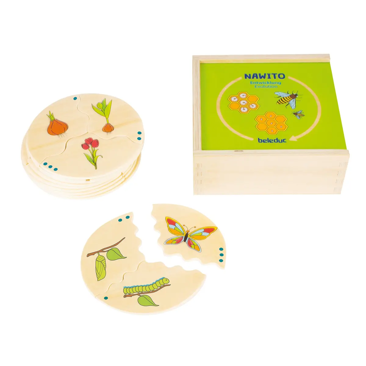 Beleduc Nawito 10-Pack Evolution Wooden Puzzles - 30 Pc 1