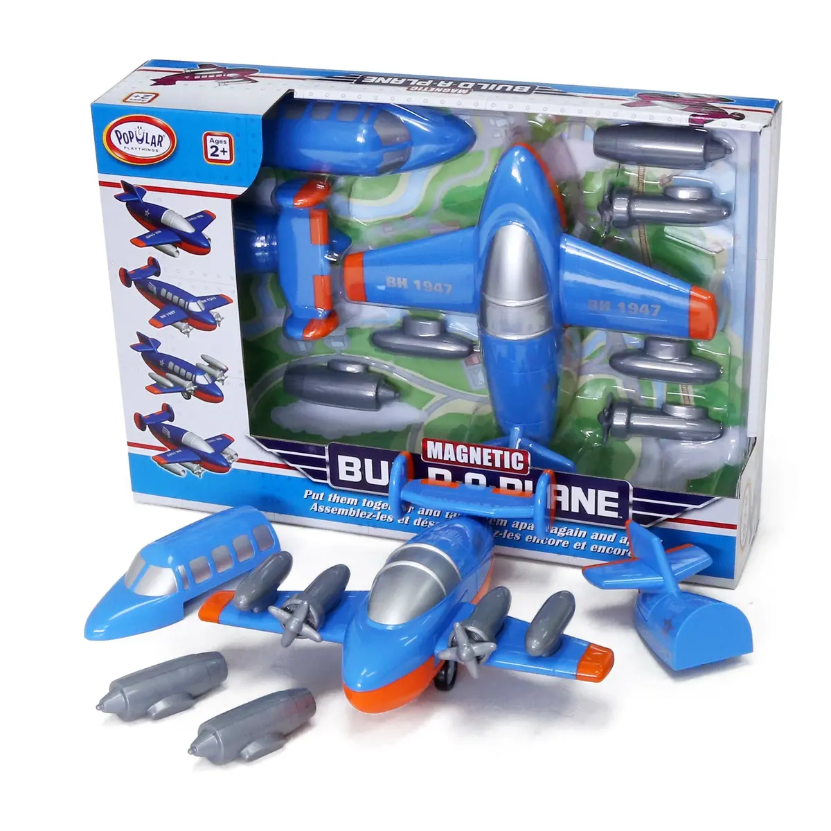 Popular Playthings Magnetic Build-A-Truck™ Plane - 12-Piece Playset 1