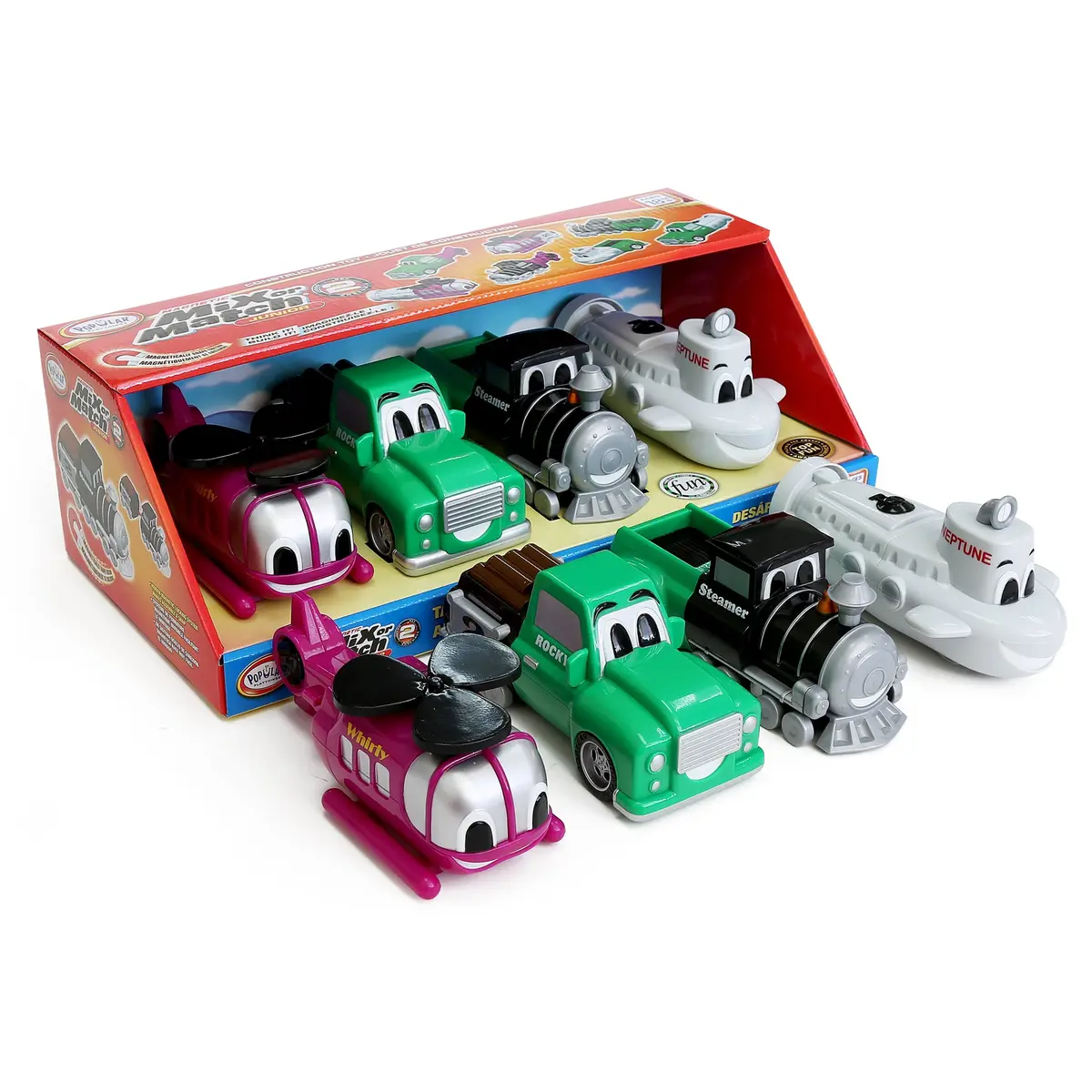 Popular Playthings Magnetic Mix Or Match Junior 2 - Colorful Vehicle Puzzle 1