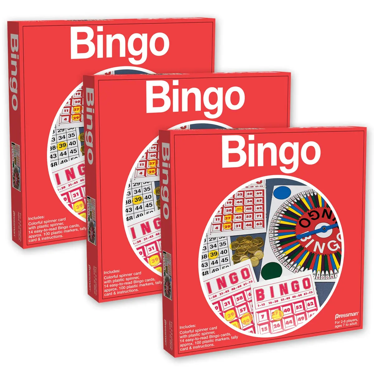 Pressman Colorful Spin & Mark Bingo Game, Triple Pack 1