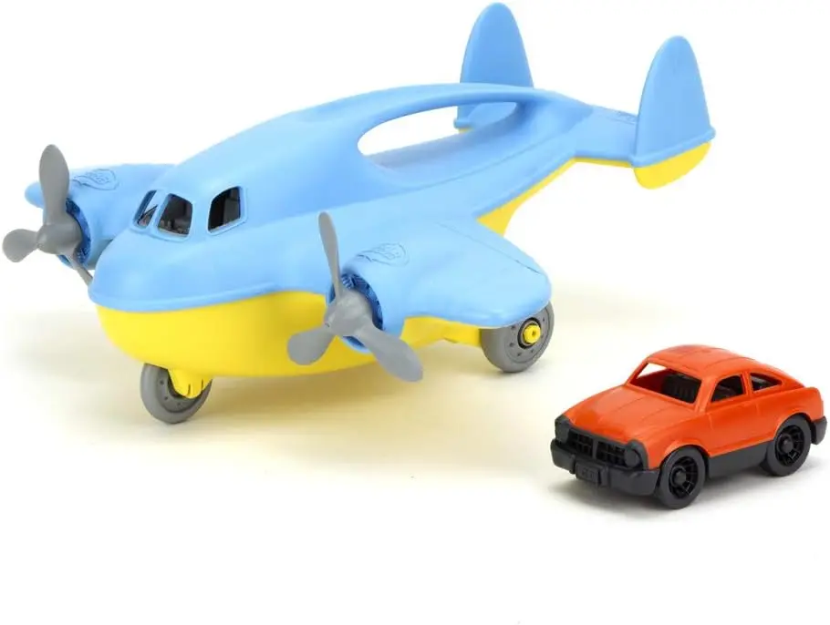 Green Toys Eco-Friendly Blue Cargo Plane With Mini Car - Toddler Play Vehicle 1