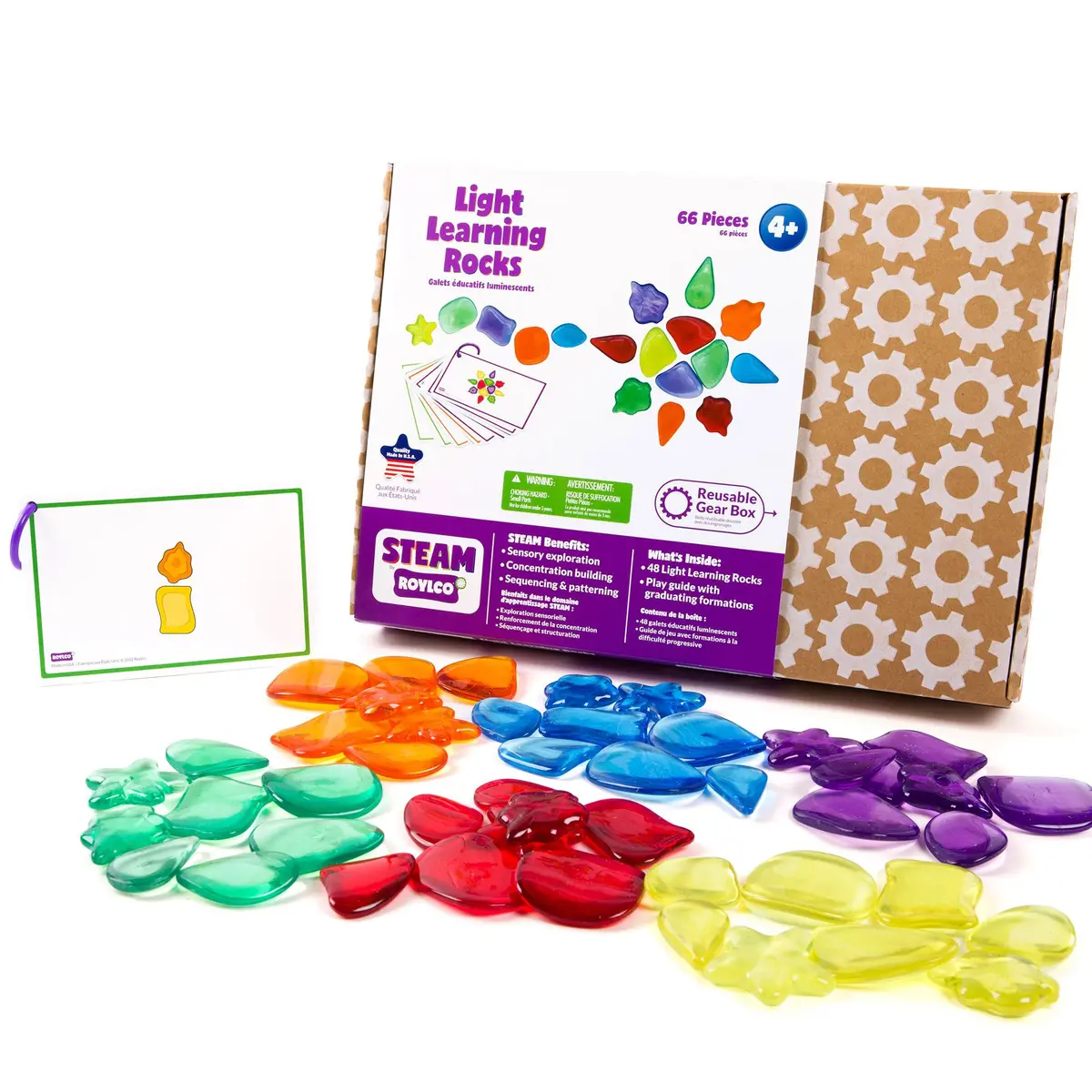 Roylco Steam Light Learning Rocks - Translucent Color & Shape Play Kit 1