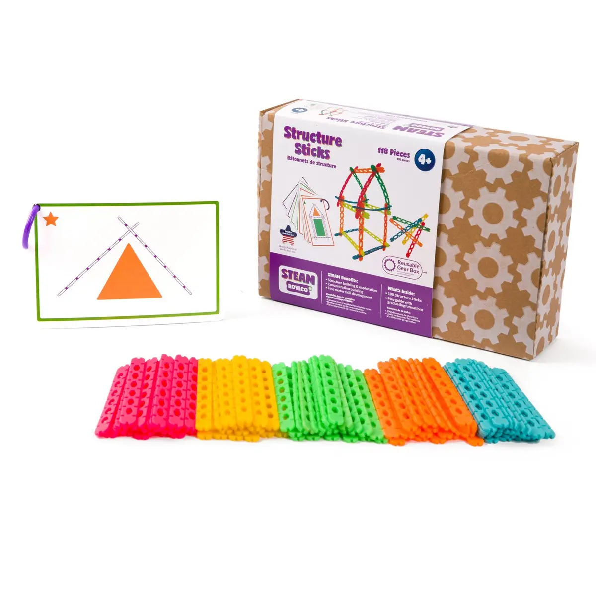 Roylco Steam Structure Sticks - Colorful Building Kit For Creative Play 1