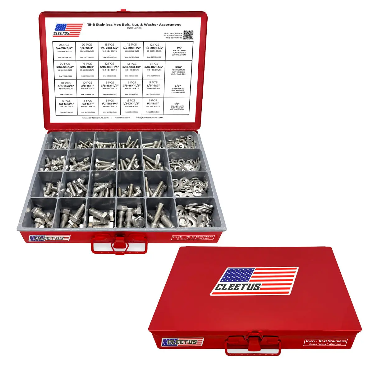 Inch Stainless Hex Bolt, Nut & Washer Assortment - 600 Piece 1