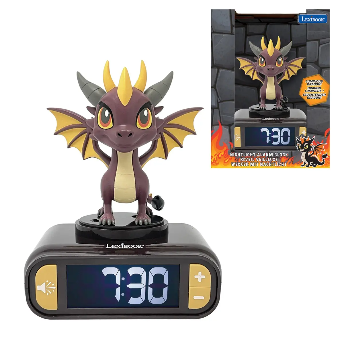 Mythic Dragon Alarm Clock - Nightlight & Sound Effects - Lcd Display 1