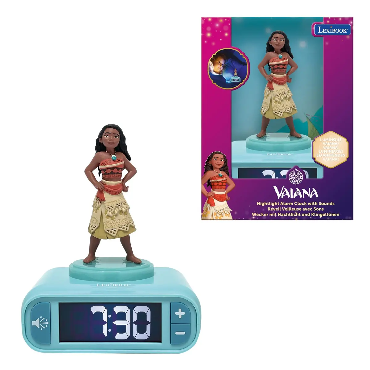 Lexibook Disney Vaiana Night Light Alarm Clock - Moana Themed 1