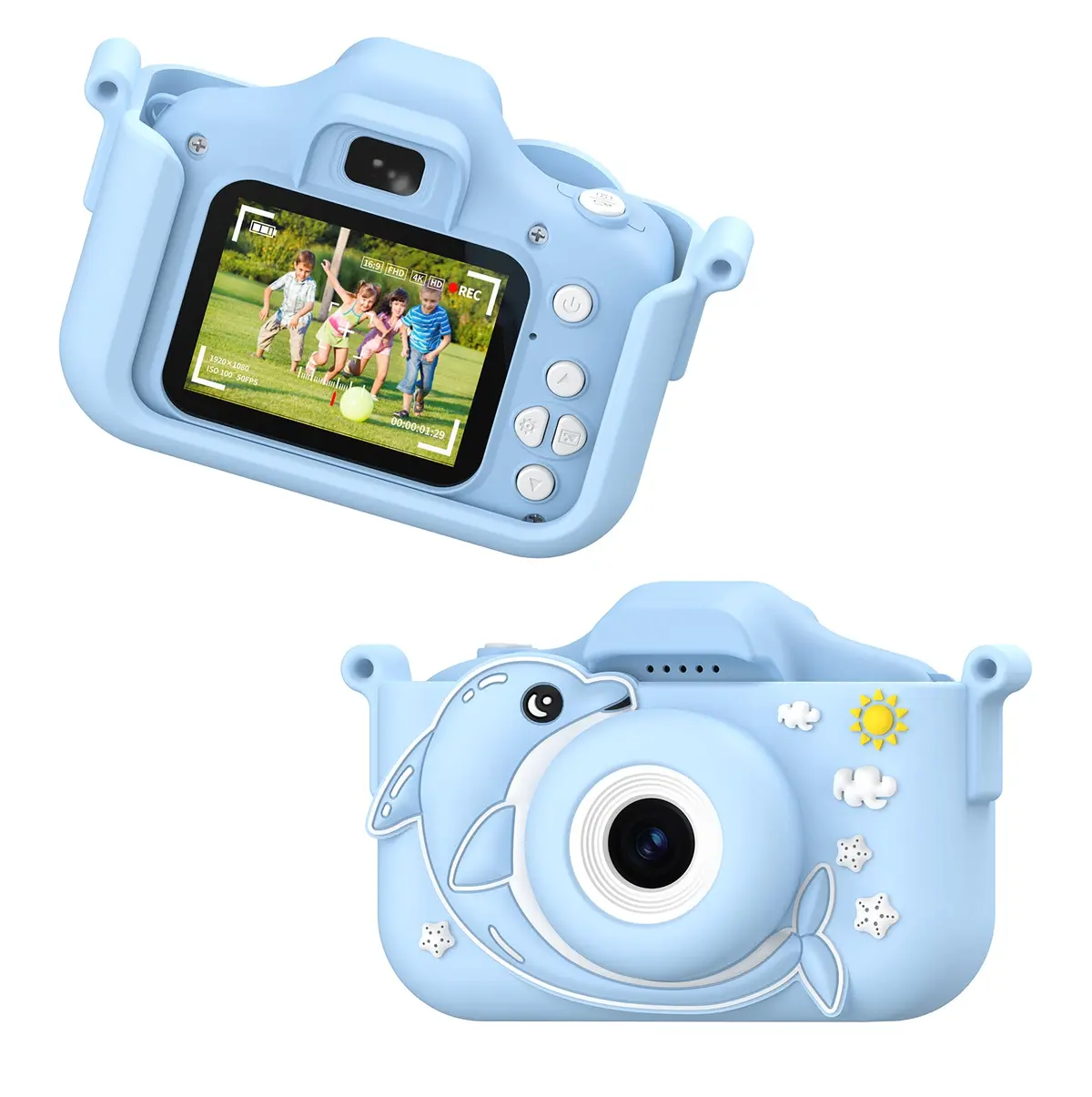 Contixo Kc3 Kids Digital Camera With Silicone Cover & 2 Inch Ips Screen - Blue Dolphin 1