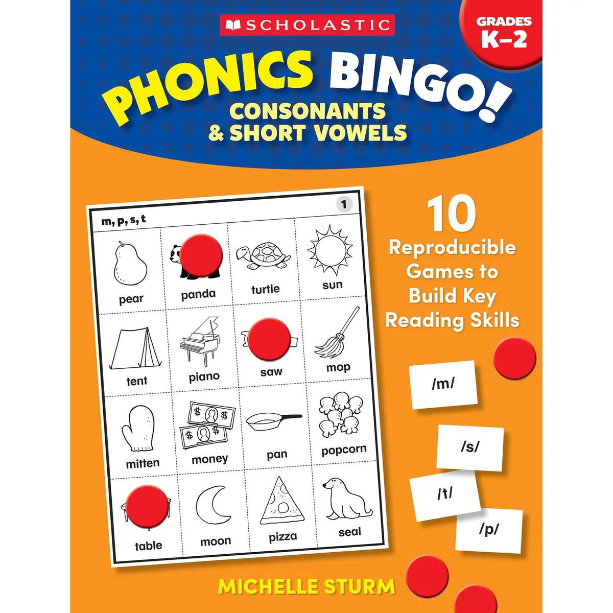 Scholastic Phonics Bingo Game - Consonants & Short Vowels 1