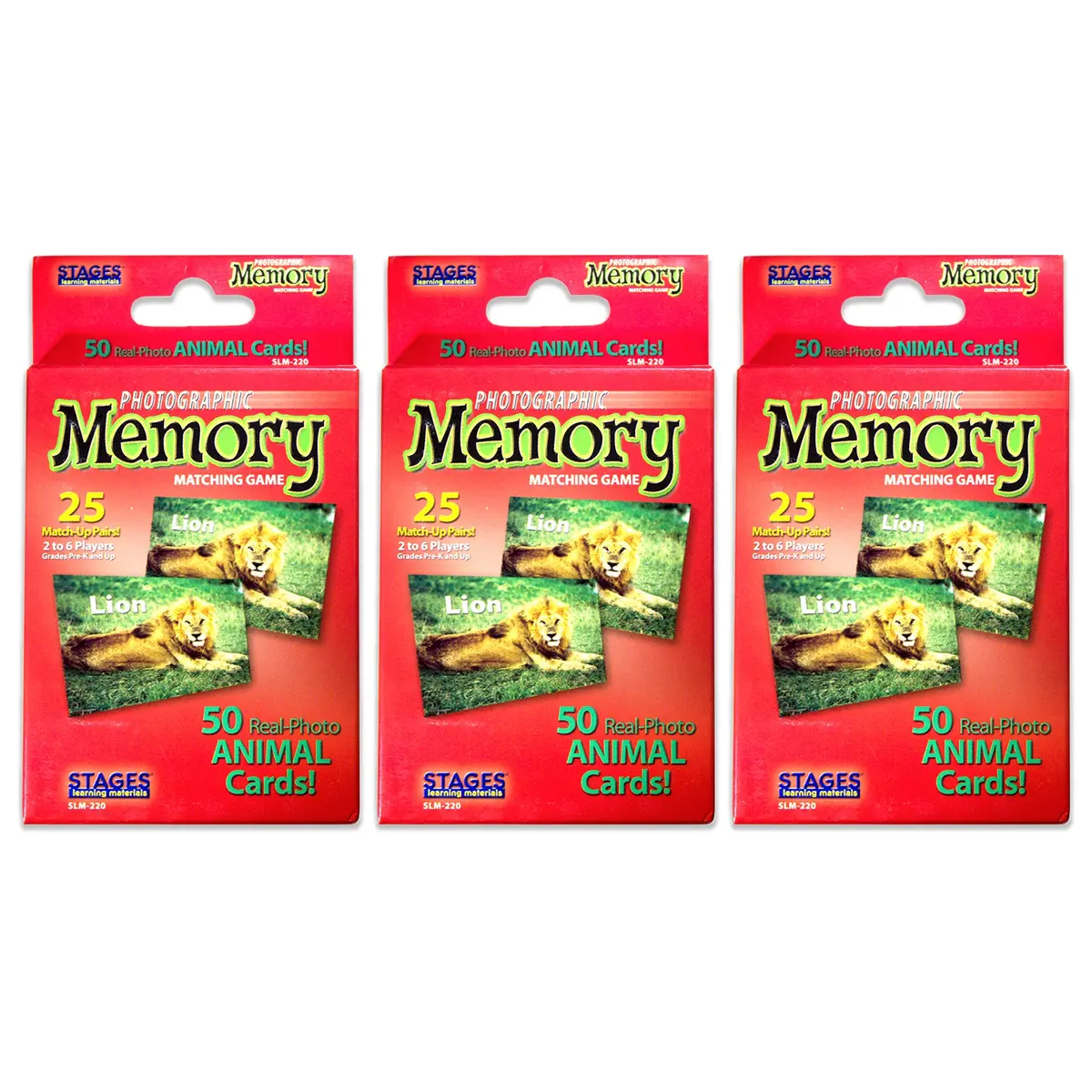 Stages Learning Materials - Animal Photographic Memory Matching Game - Pack Of 3 1