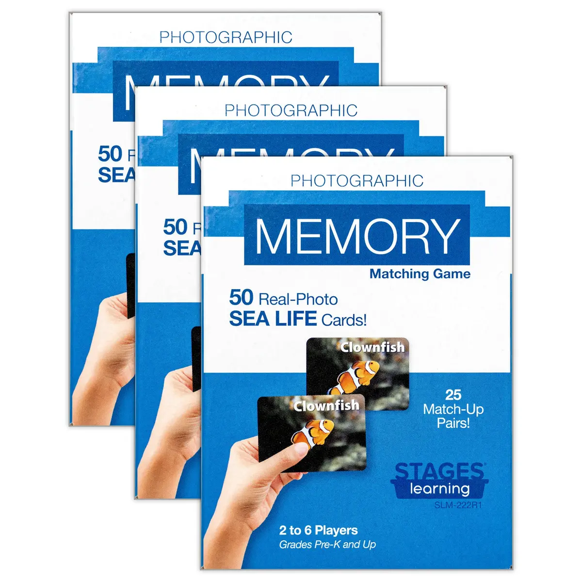 Stages Learning Sea Life Memory Matching Game - Photographic Card Set, Pack Of 3 1