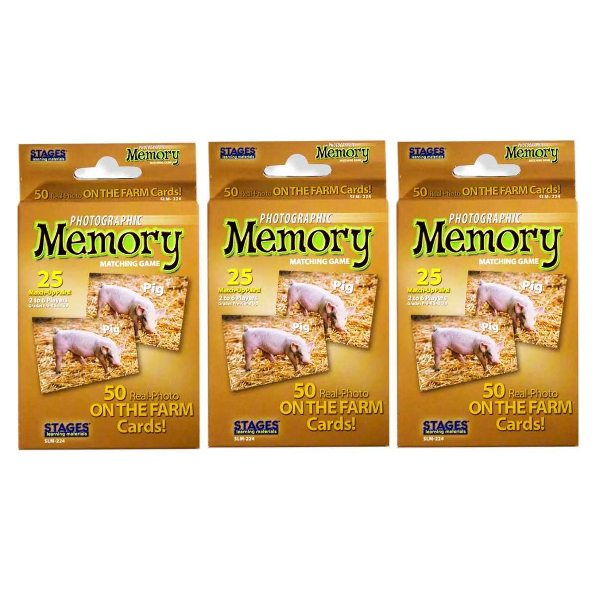 Stages Learning On The Farm Photographic Memory Matching Game - 3-Pack 1