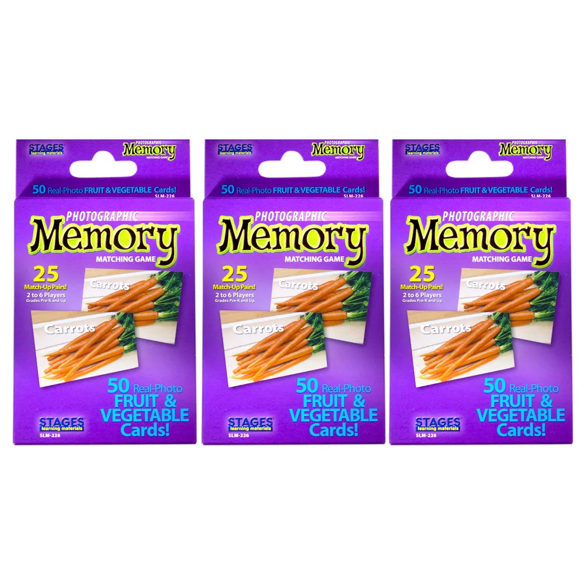 Stages Learning Materials - Photographic Memory Matching Game - Fruit & Vegetables - Pack Of 3 1