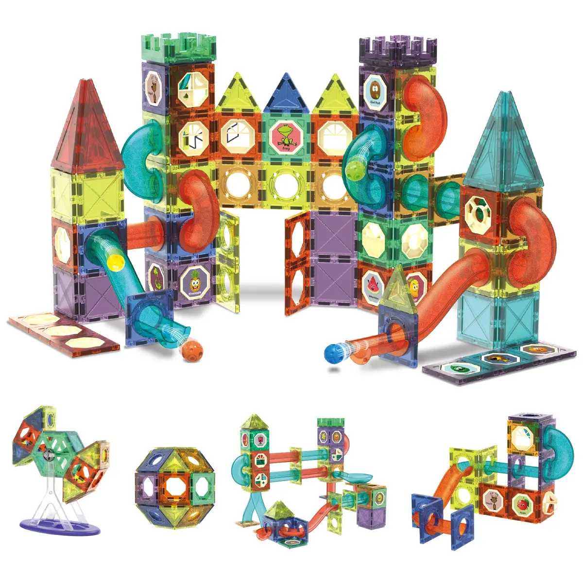 Contixo 110-Piece Glowing Marble Run Set - Magnetic Educational Toy For Ages 3-8 1