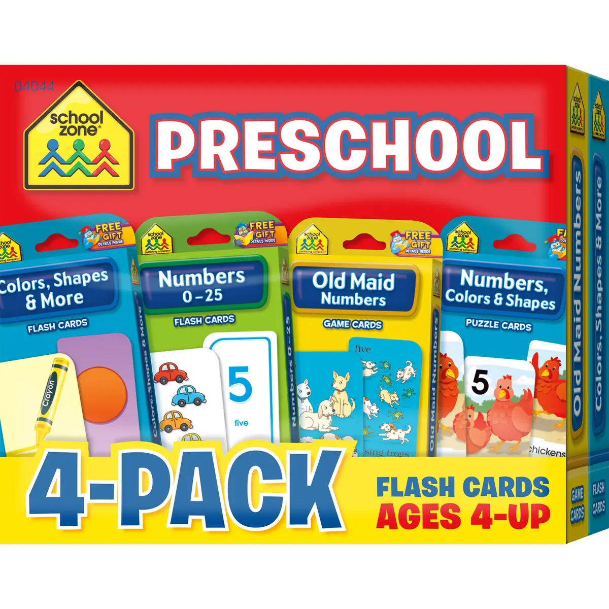 School Zone Preschool Learning Flash Cards - 4-Pack Educational Set 1