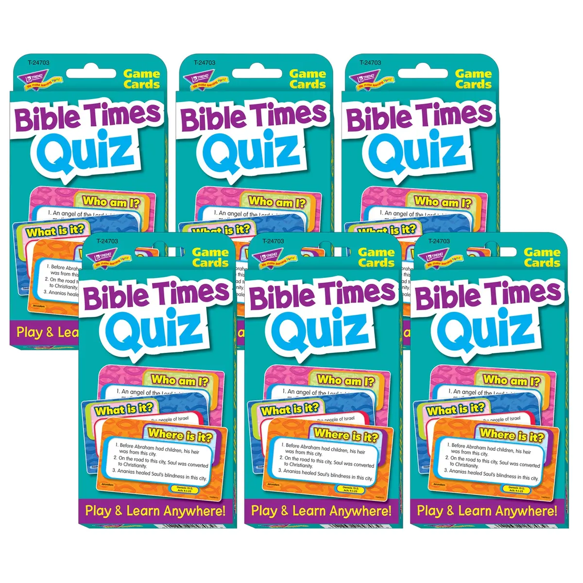 Trend Bible Times Quiz Challenge Cards, Multipack Of 6 1