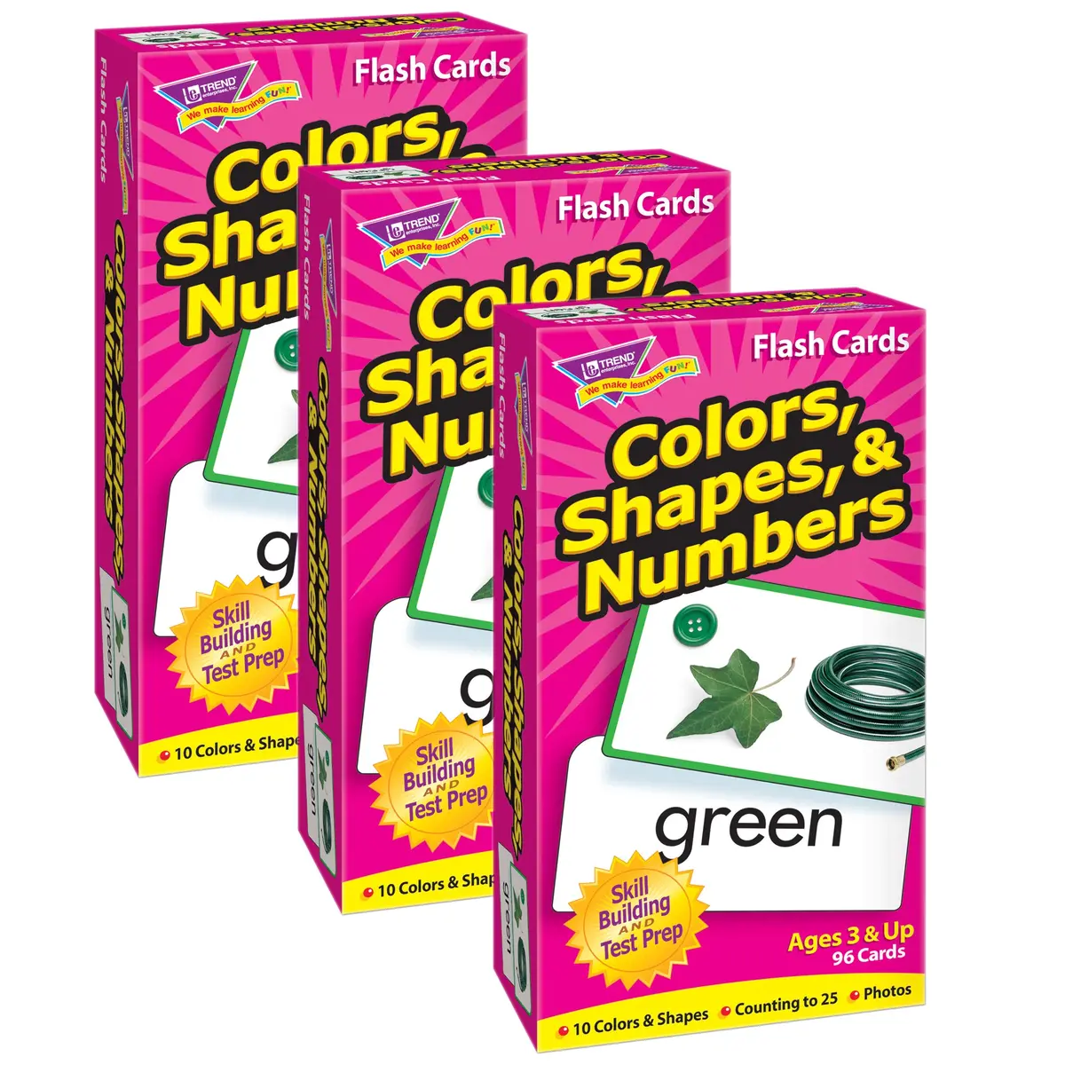 Trend Colors, Shapes & Numbers Skill Drill Flash Cards - Educational Trio Pack 1