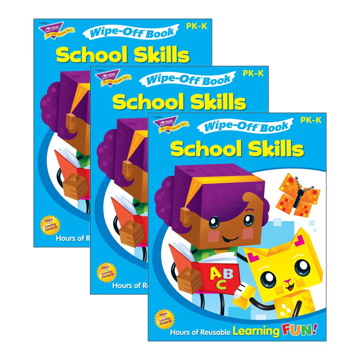 Trend School Skills Wipe-Off Book - Blockstars! Collection - 3-Pack 1
