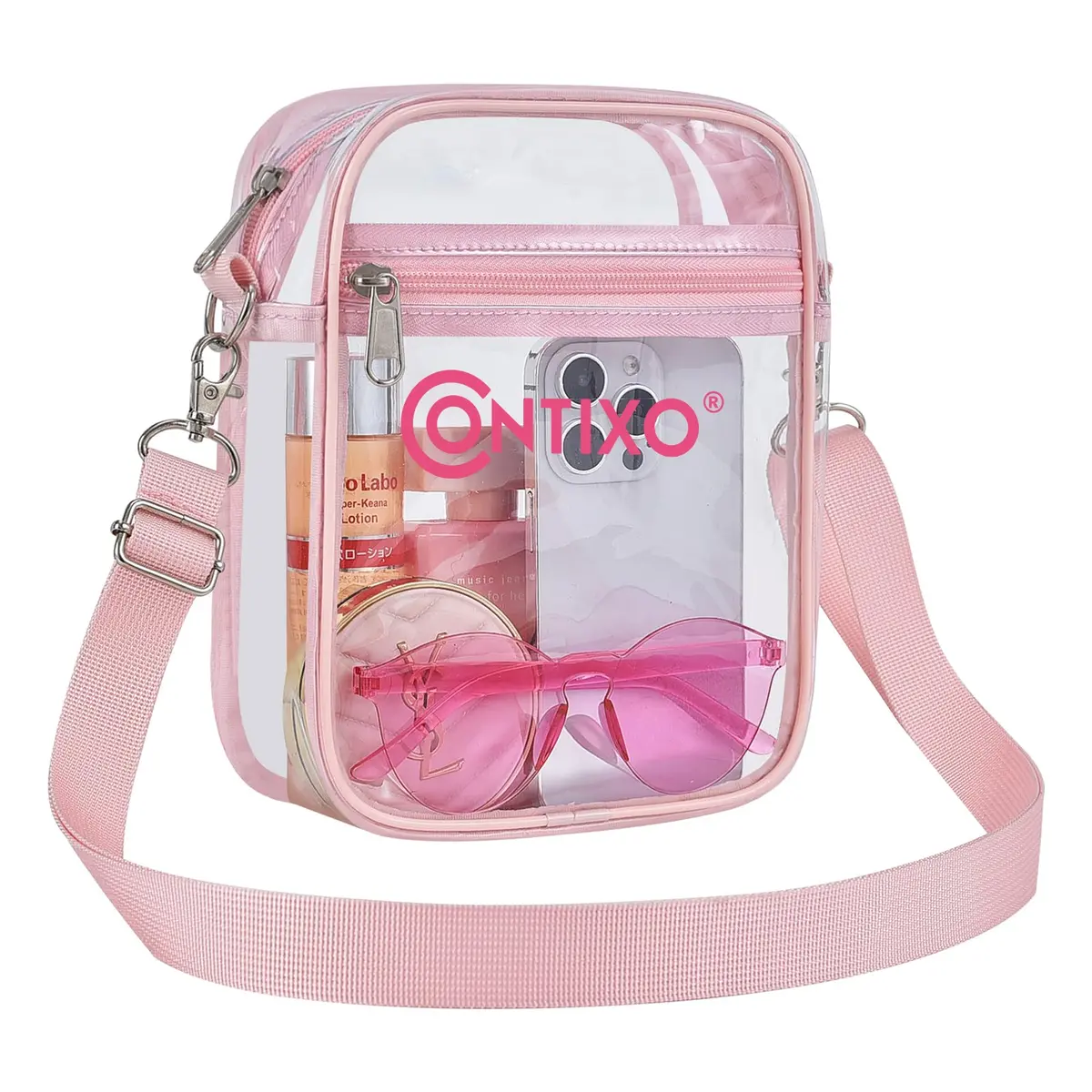 Contixo Pink Clear Stadium-Approved Crossbody Backpack - 10" Kids Tablet Size 1