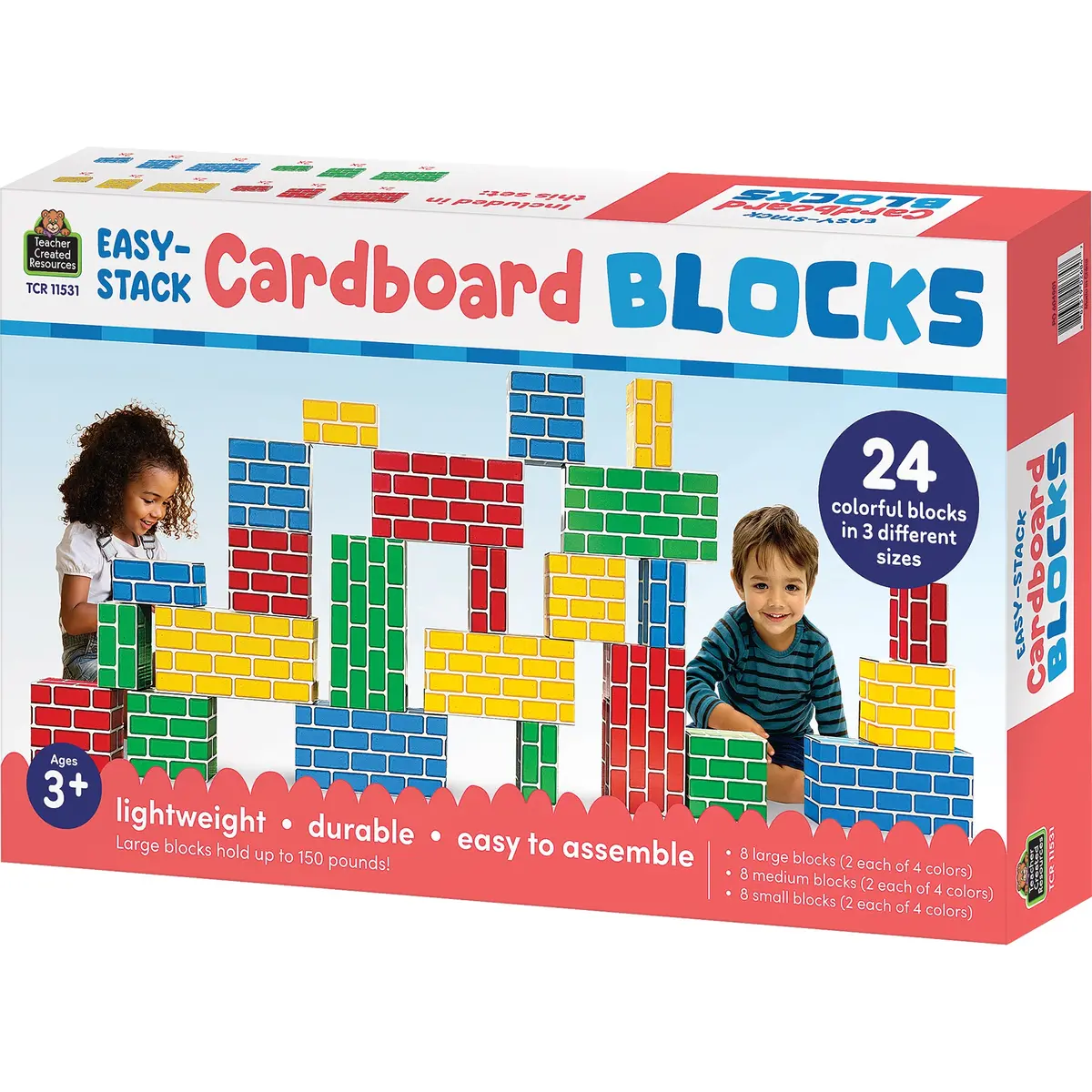 Teacher Created Resources Easy-Stack Cardboard Blocks - 24 Piece Set 1