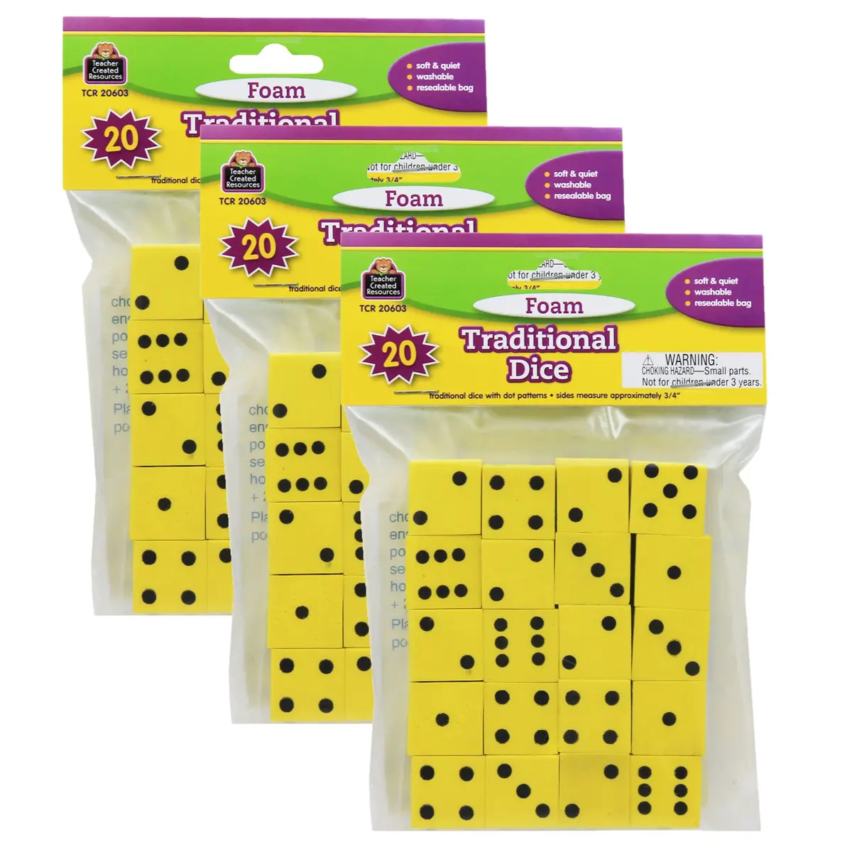 Teacher Created Resources Foam Dice - Yellow - 0.75" - 60 Pack 1