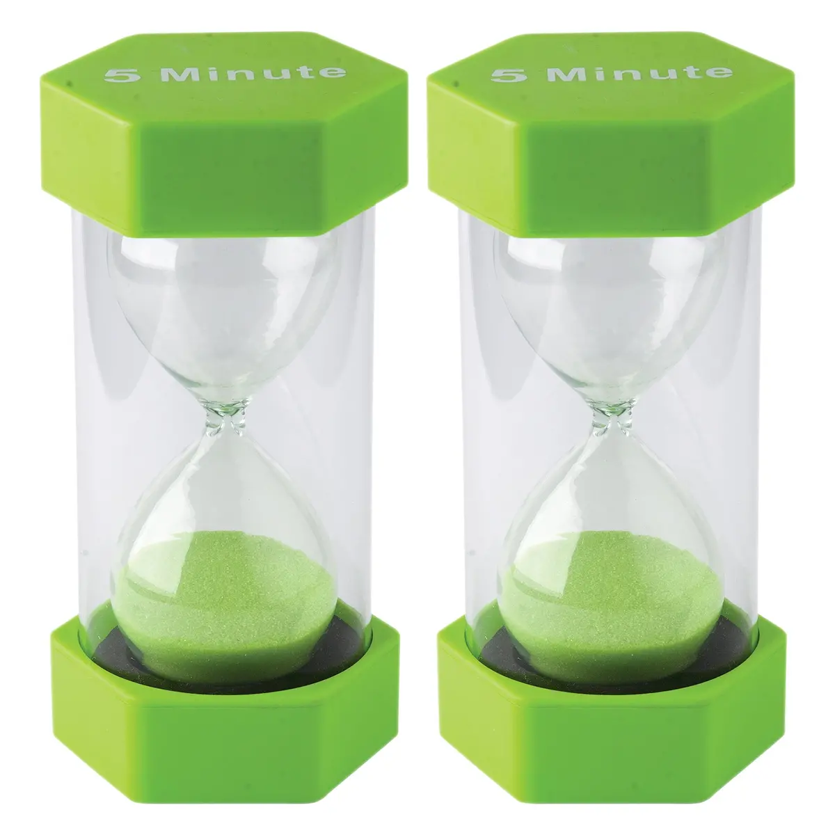 Teacher Created Resources 5-Minute Sand Timer - Large, Lime Green Sand, Pack Of 2 1
