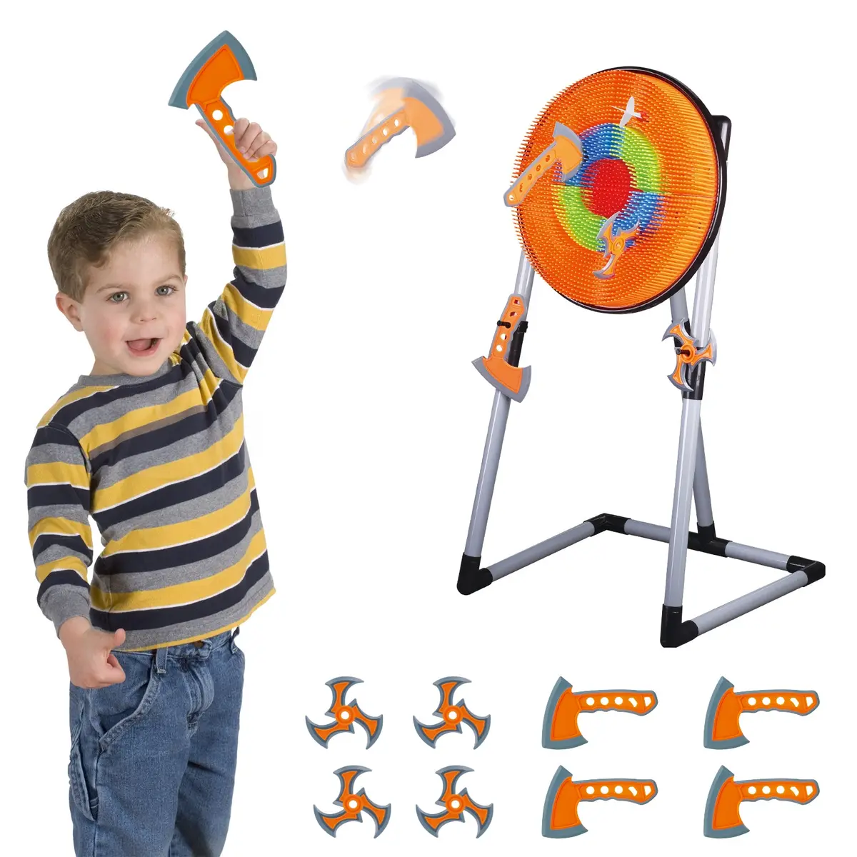 Contixo Double Fun Foam Axe & Dart Board Set, Indoor-Outdoor Family Game, Ages 6+ 1
