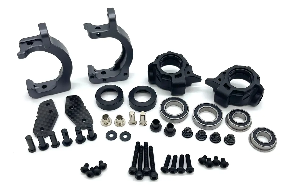 Tekno Eb48 Front Spindle And Carriers (Bag H) (Spindle, Carrier, Bearings) Tkr9003 1