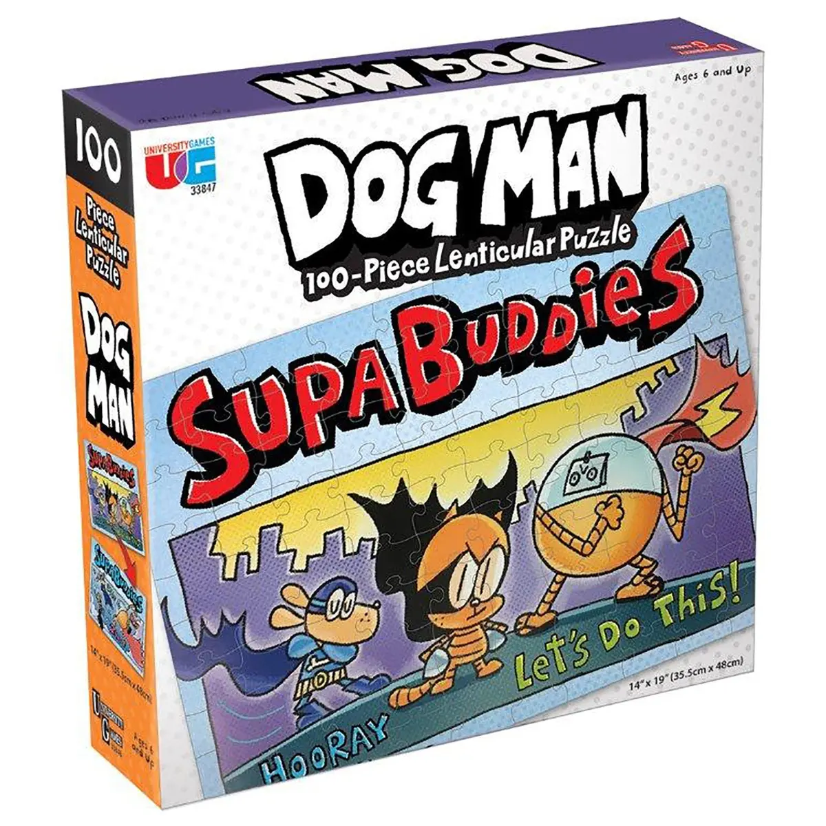 University Games Dog Man Supa Buddies Lenticular Puzzle - 2-In-1, 100 Pc 1