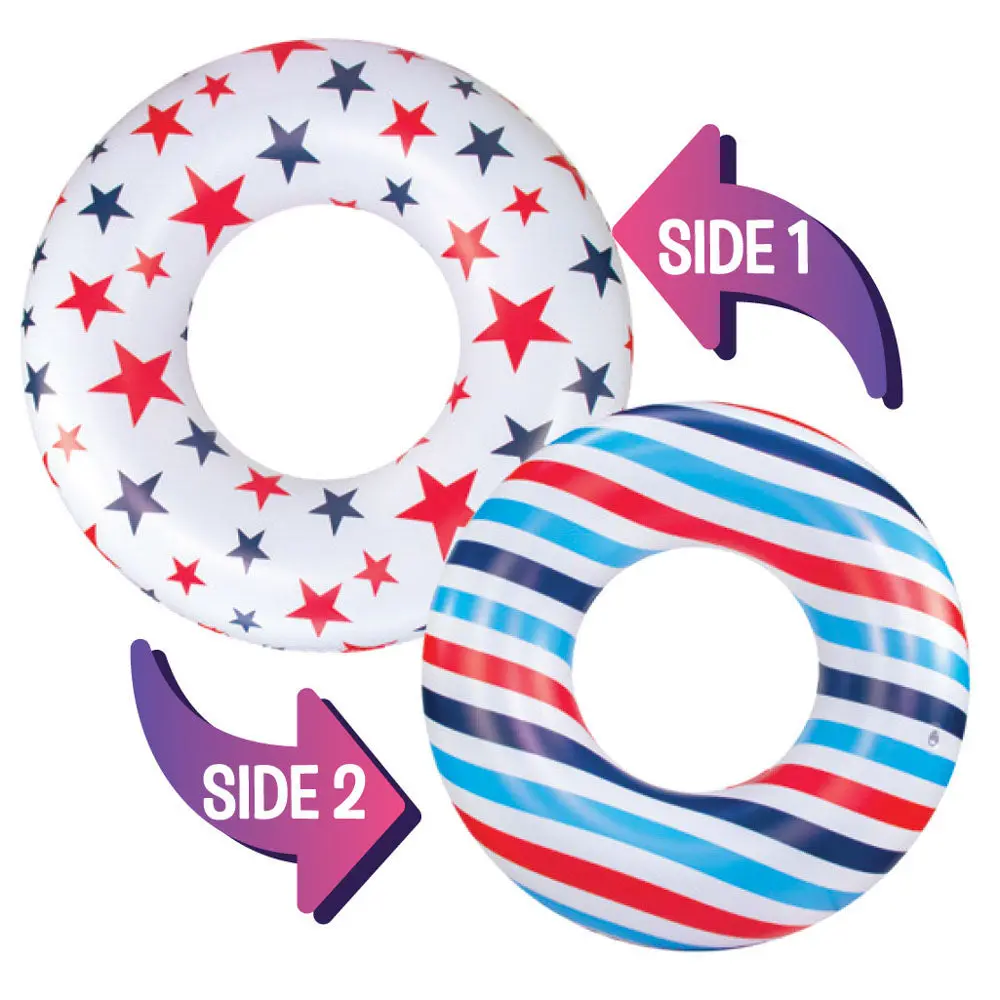 Poolcandy Americana 36-Inch Pool Tube - Double-Sided Stripes & Stars Design 1