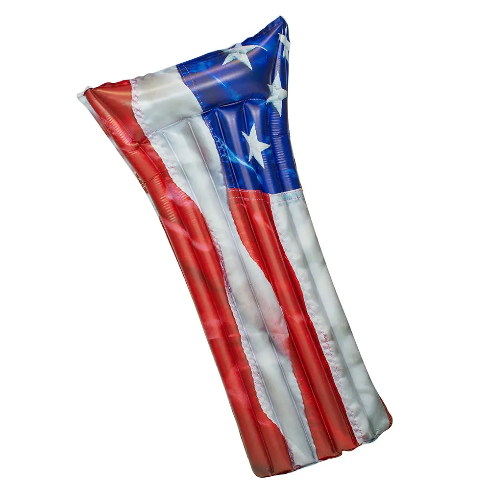 Patriotic Stars & Stripes Inflatable Pillow Raft - 70 X 36 Inches 1