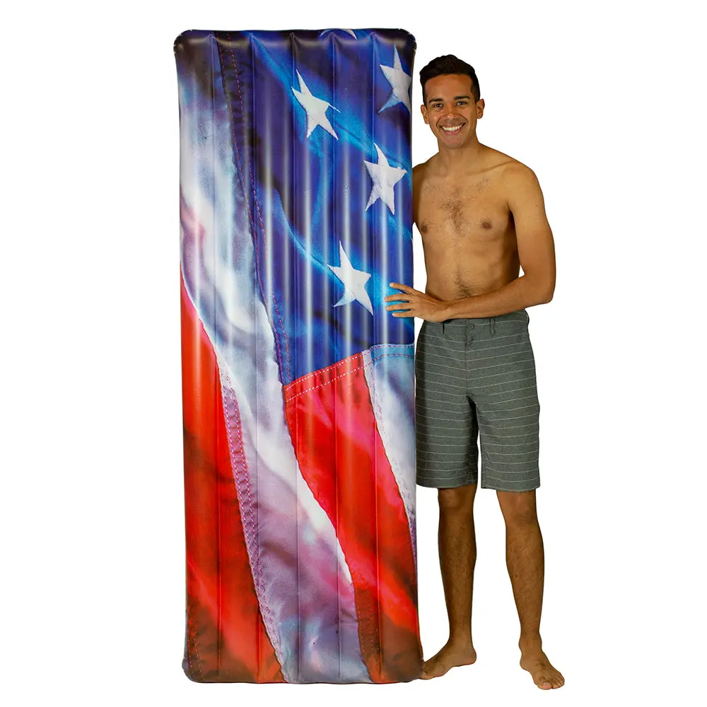 Stars & Stripes Deluxe Pool Raft - Patriotic 74X30 Inch Lounger 1