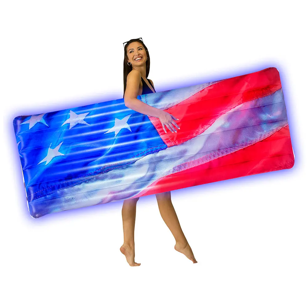 Poolcandy Stars & Stripes Led Deluxe Pool Raft - 74 X 30 Inch 1