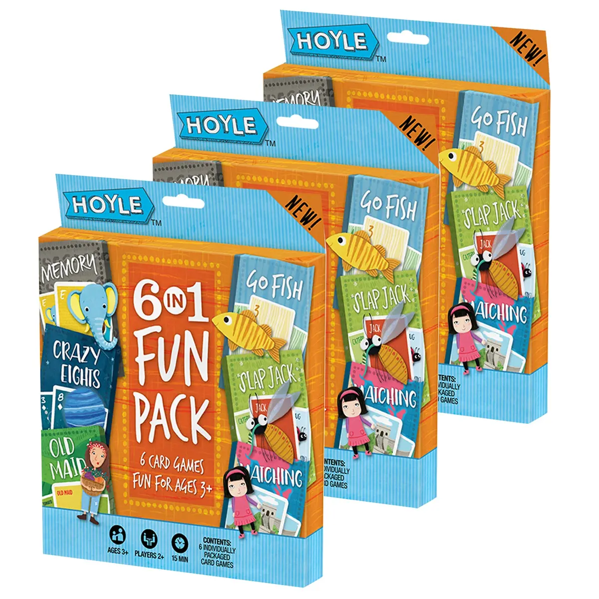 Hoyle 6-In-1 Fun Pack Classic Children's Card Games, 18-Game Mega Set 1