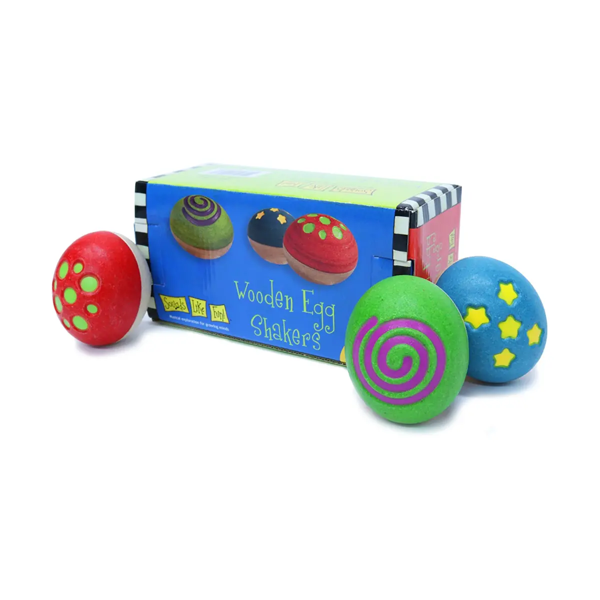 Sounds Like Fun! Colorful Wooden Egg Shakers, Set Of 3 1