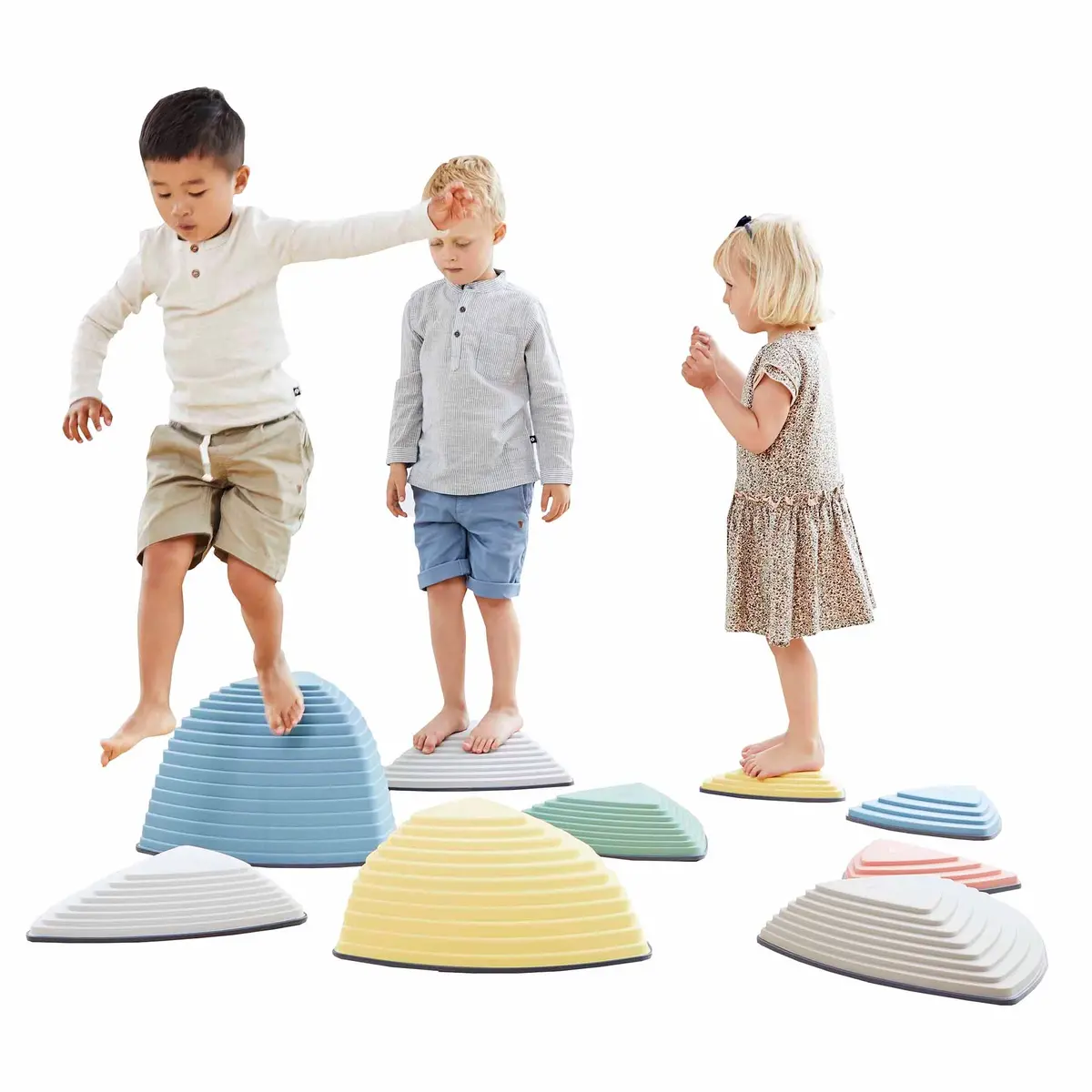Gonge River Stones & Hilltops Combo Set - Playful Stepping Stones For Kids - Balance And Motor Skills Enhancer 1