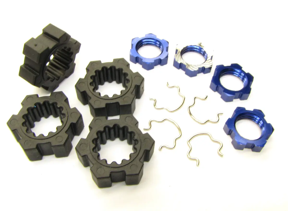 Fits Xrt Wheel Hubs, (Blue) 17Mm X-Maxx Serrated Nuts & Hex Clips 78086-4 2