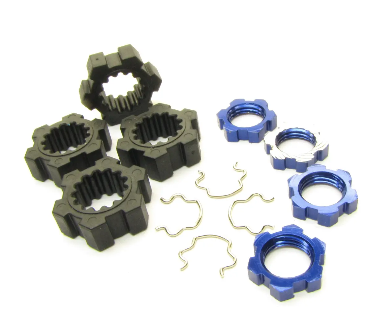Fits X-Maxx Wheel Hubs, (Blue) 17Mm Splined Serrated Nuts & Hex Clips 77086-4 1