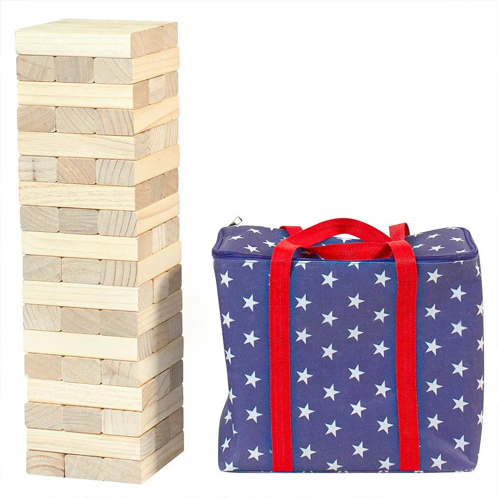 Yardcandy Stars & Stripes Jumbo Wooden Tumbling Tower Set 1