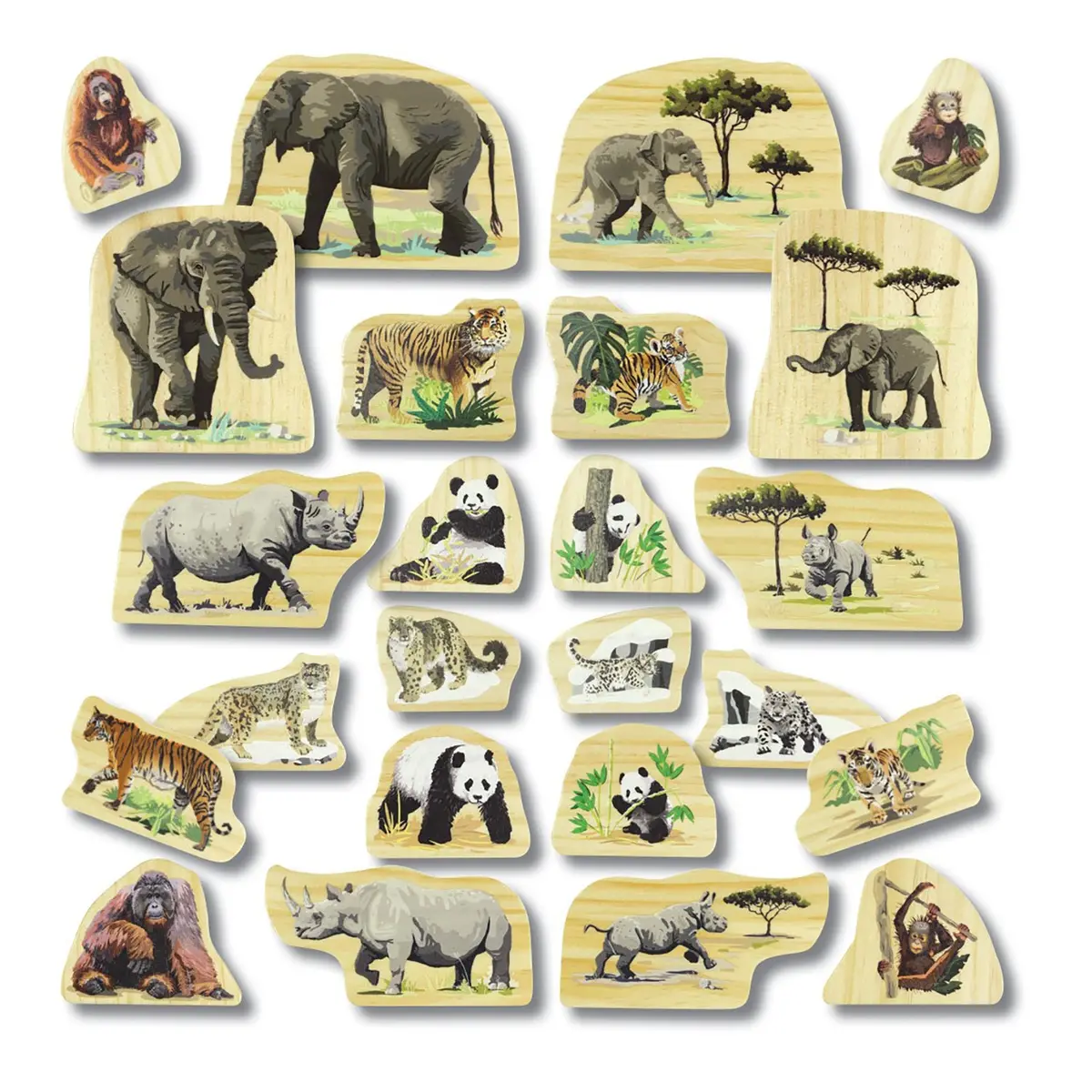 Yellow Door Endangered Animal Families Wooden Playset 1