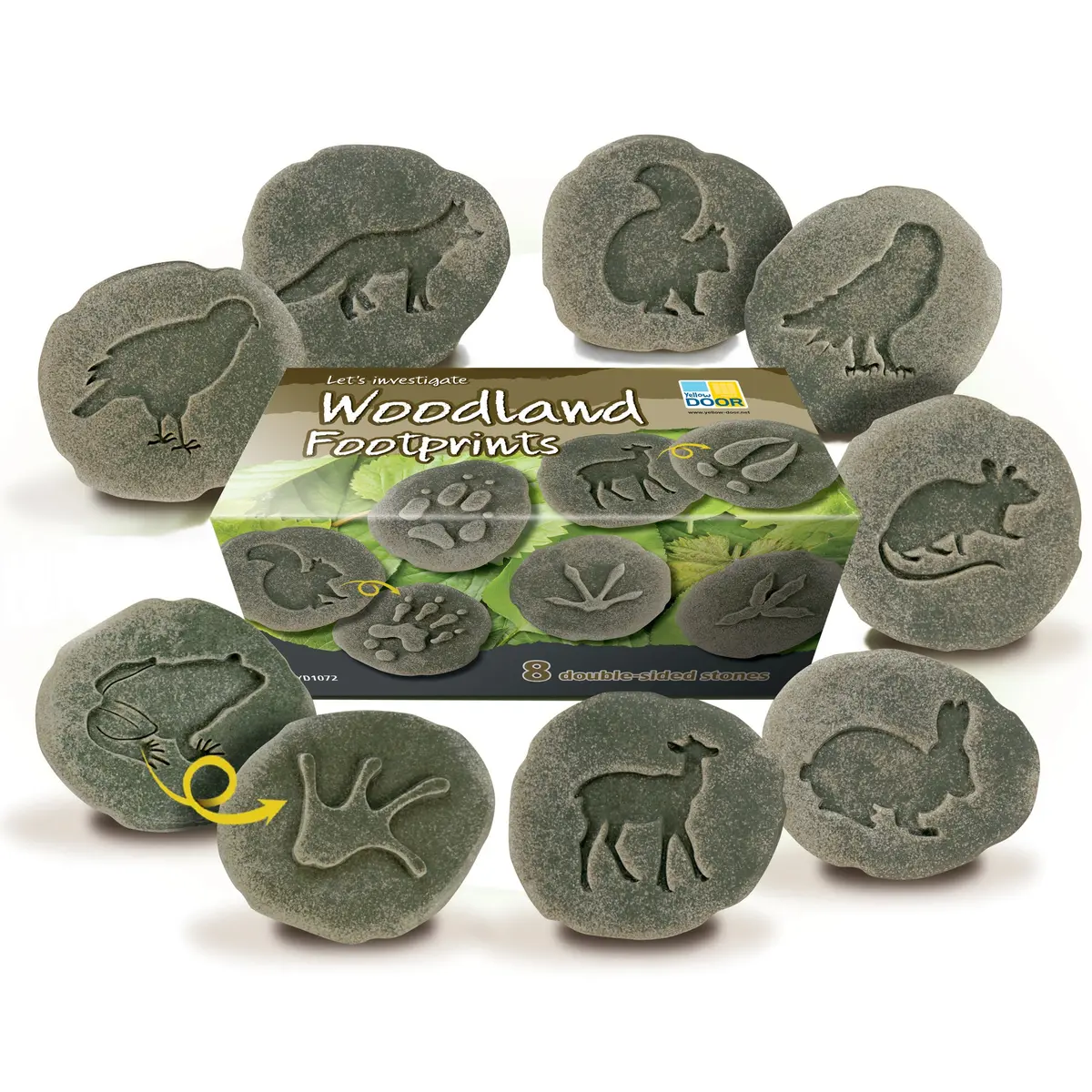 Yellow Door Woodland Footprint Stones - Set Of 8 - Forest Animal Tracks 1