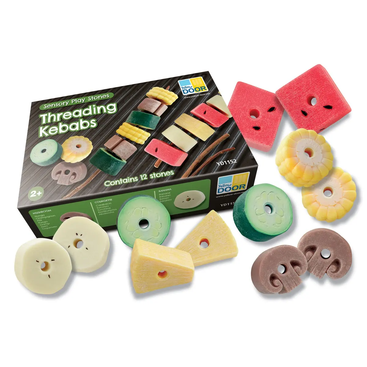 Yellow Door Sensory Play Stones, Threading Kebabs Toy Set 1
