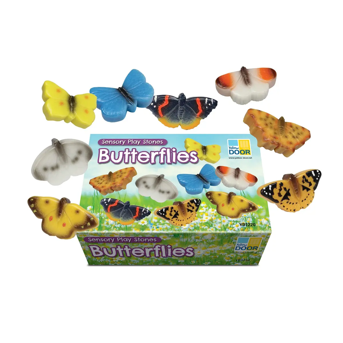 Yellow Door Sensory Play Stone Butterflies - Set Of 8 1
