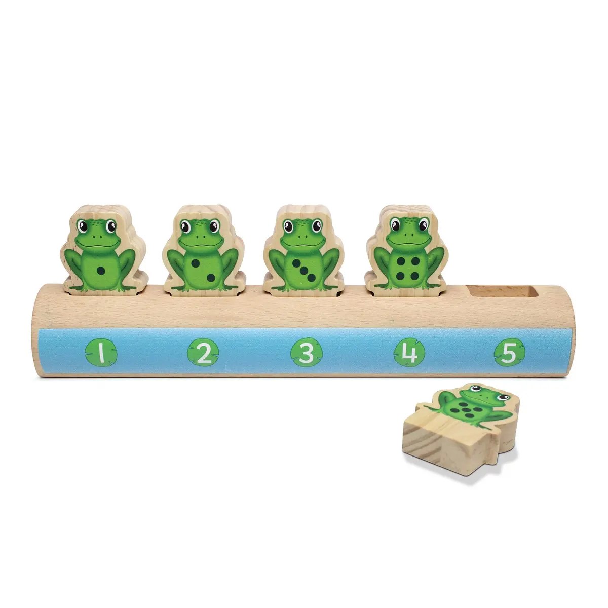 Yellow Door Sustainable Wood Five Frogs On A Log - Number Matching Game 1