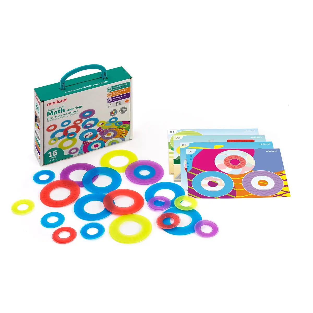 Miniland Educational Translucent Math Color Rings - Interactive Learning Toy 1
