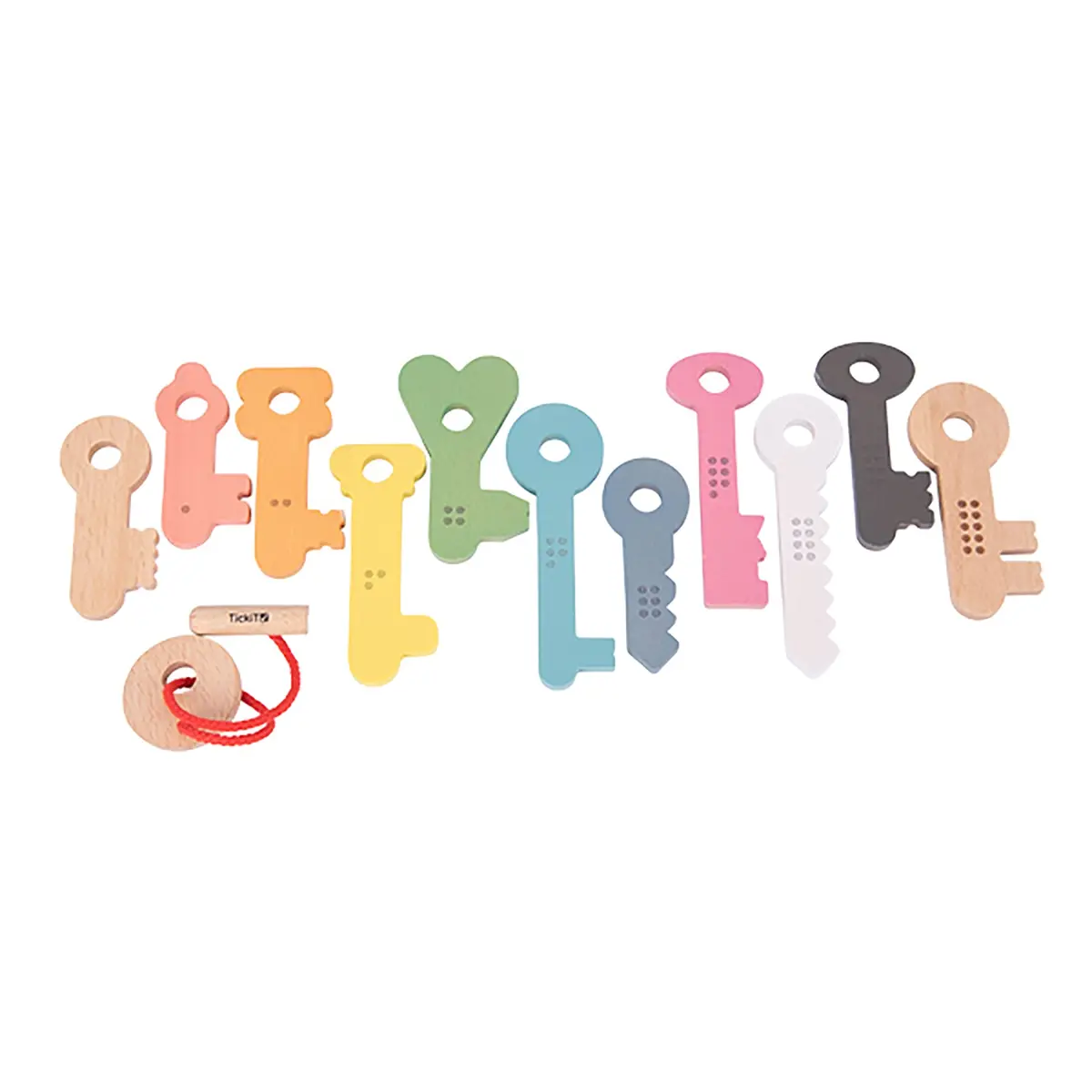 Tickit Rainbow Wooden Keys - 11 Colorful Beechwood Pieces 1