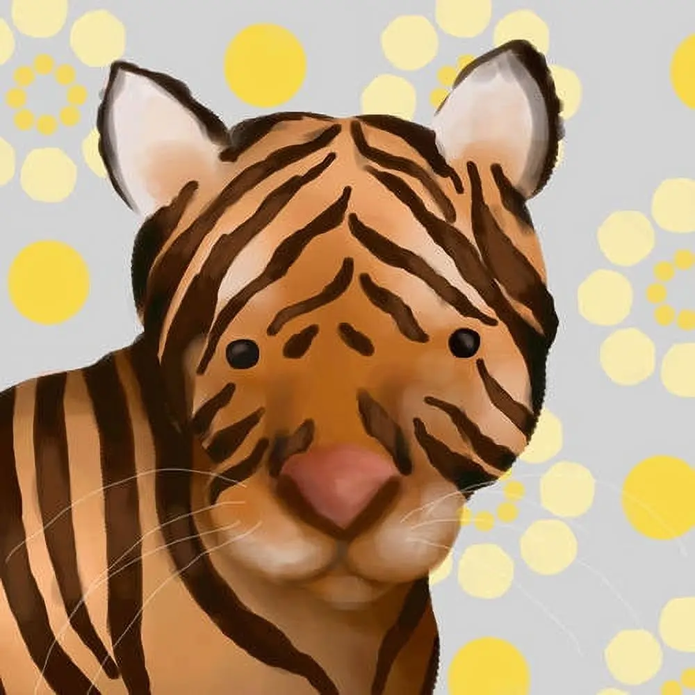Oopsy Daisy Aaron The Tiger 10 Inch Canvas Wall Art - Yellow And Grey 1