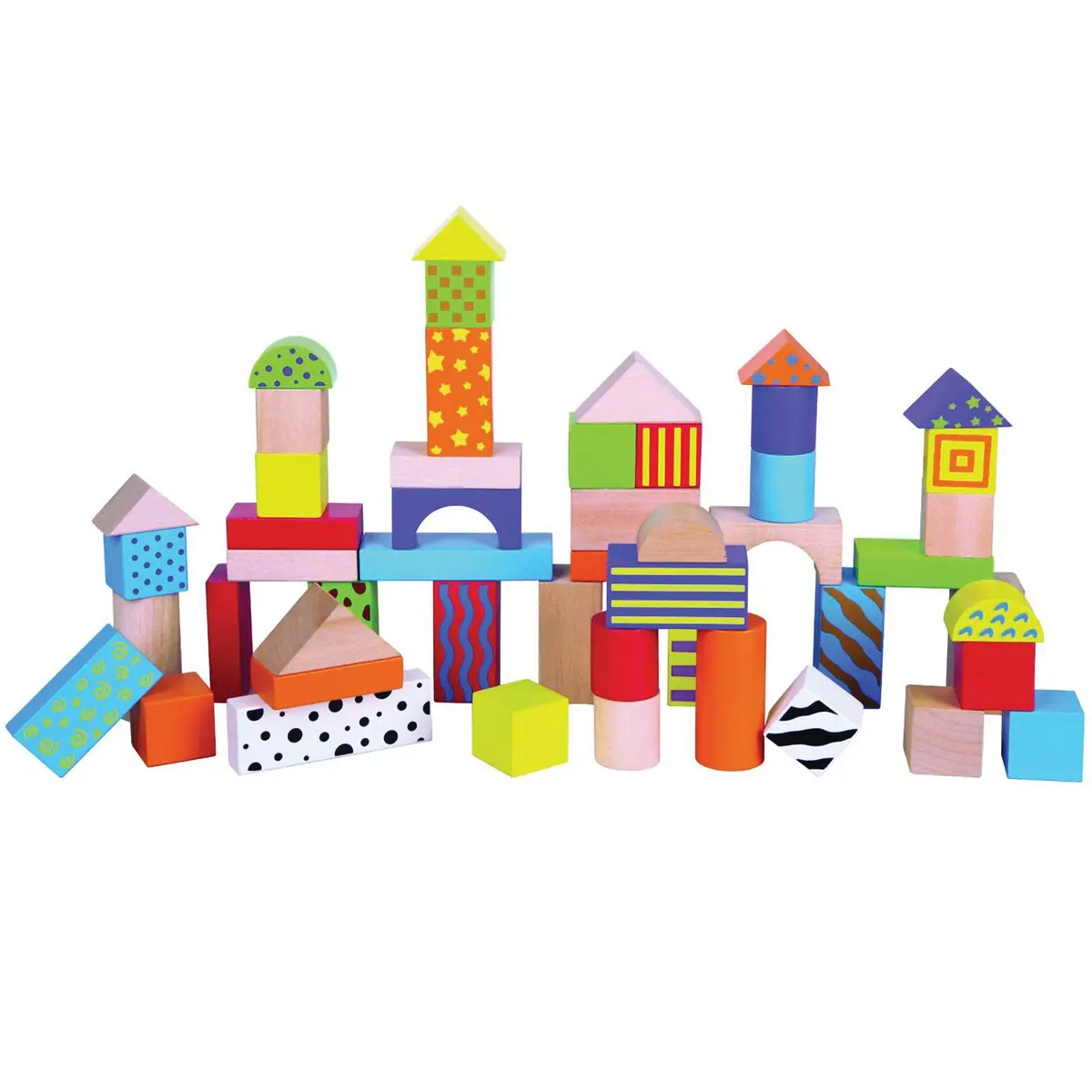 The Original Toy Company 50-Piece Wooden Blocks Set - Multicolor 1